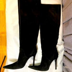 DG vintage knee high suede pointy toe boots